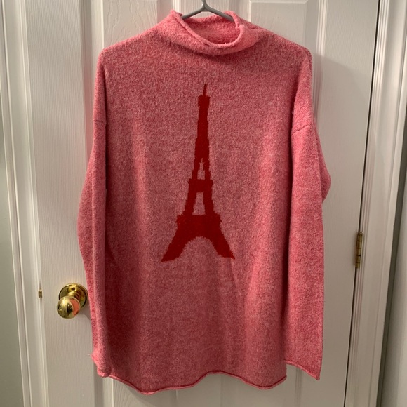 Cupcakes and Cashmere sz M Pink Eiffel Tower Knit Sweater. 1st pic for color - Picture 3 of 10